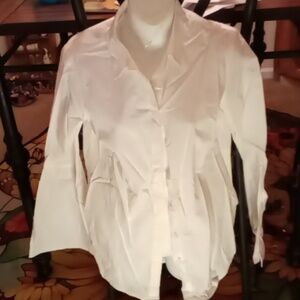 Merona Small Button Front White Shirt w/Bell Sleeves White